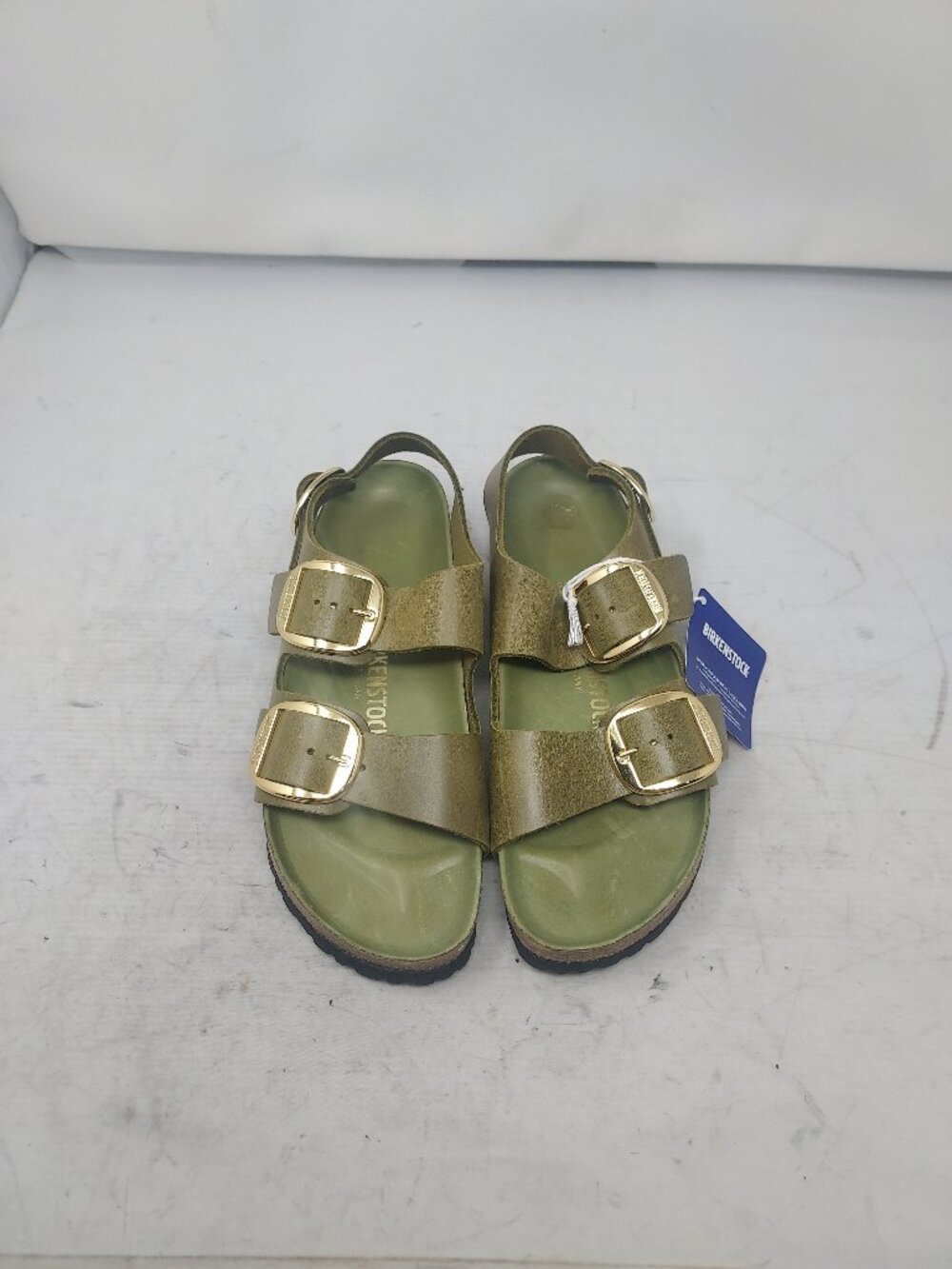 Birkenstock WOMENS Olive Green Milano Big Buckle Patent Sandal - Picture 5 of 9